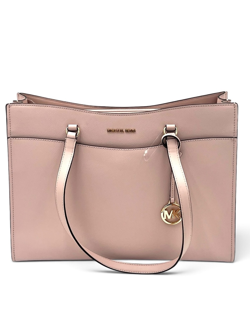 NWT Michael Kors Jet Set Travel Large Saffiano Leather Tech Pocket Tote Bag Pink